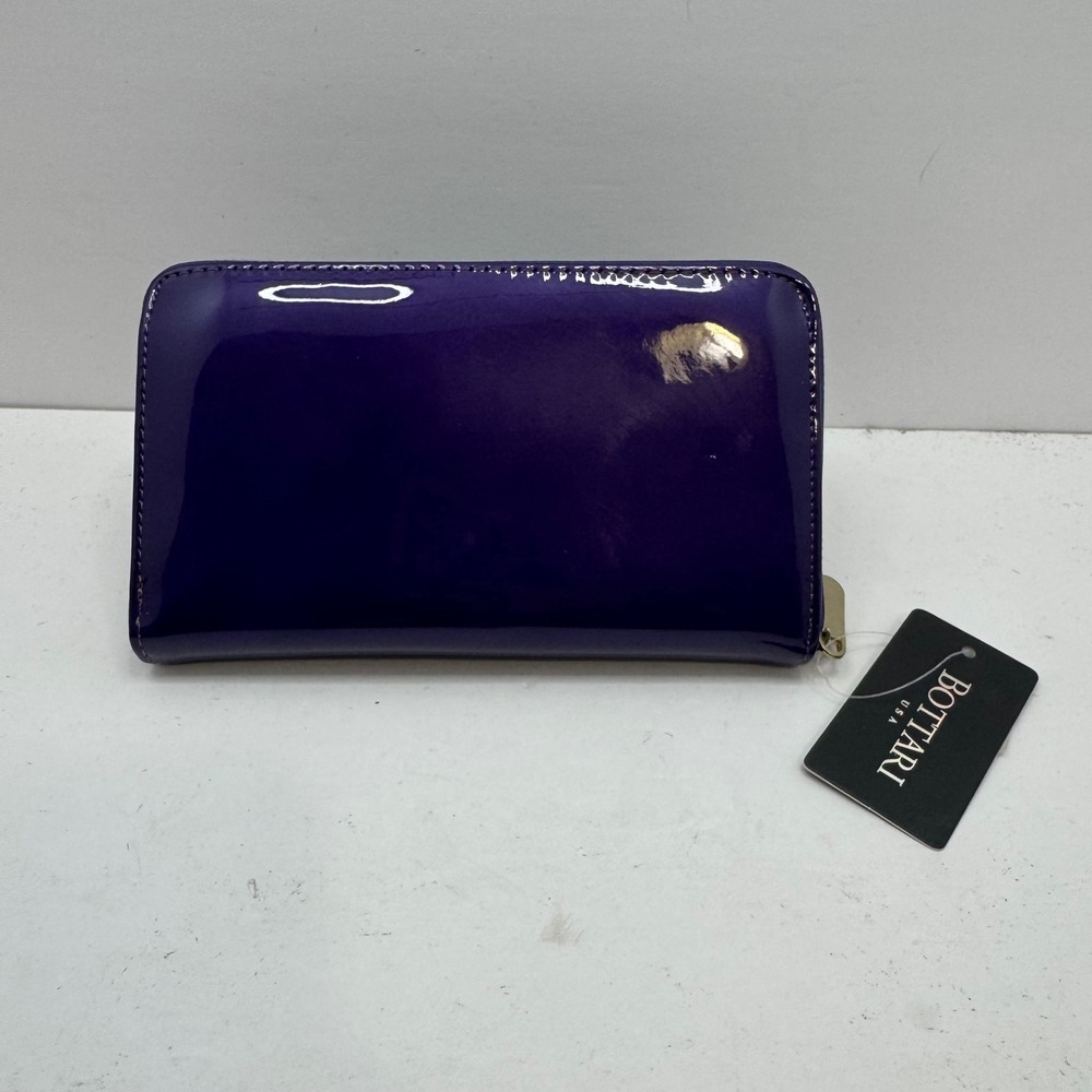 Bottari Wallet Women OS Purple Patent Leather Zip Around Accordion 1078TP